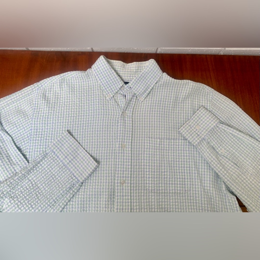 Keeler Bay Men’s Seersucker Shirt, Long Sleeve, Size Large